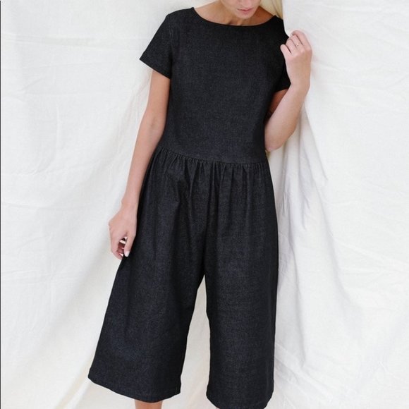 OffOn clothing Pants - OffOn clothing Lola wide leg black denim jumpsuit size L